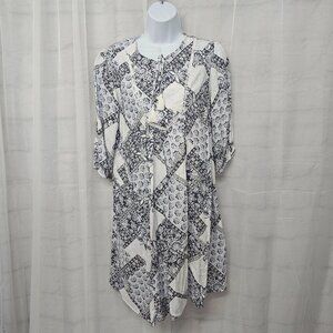 Angels Blue White Patchwork Peasant Mini Dress Boho Festival Hippie S NWT
